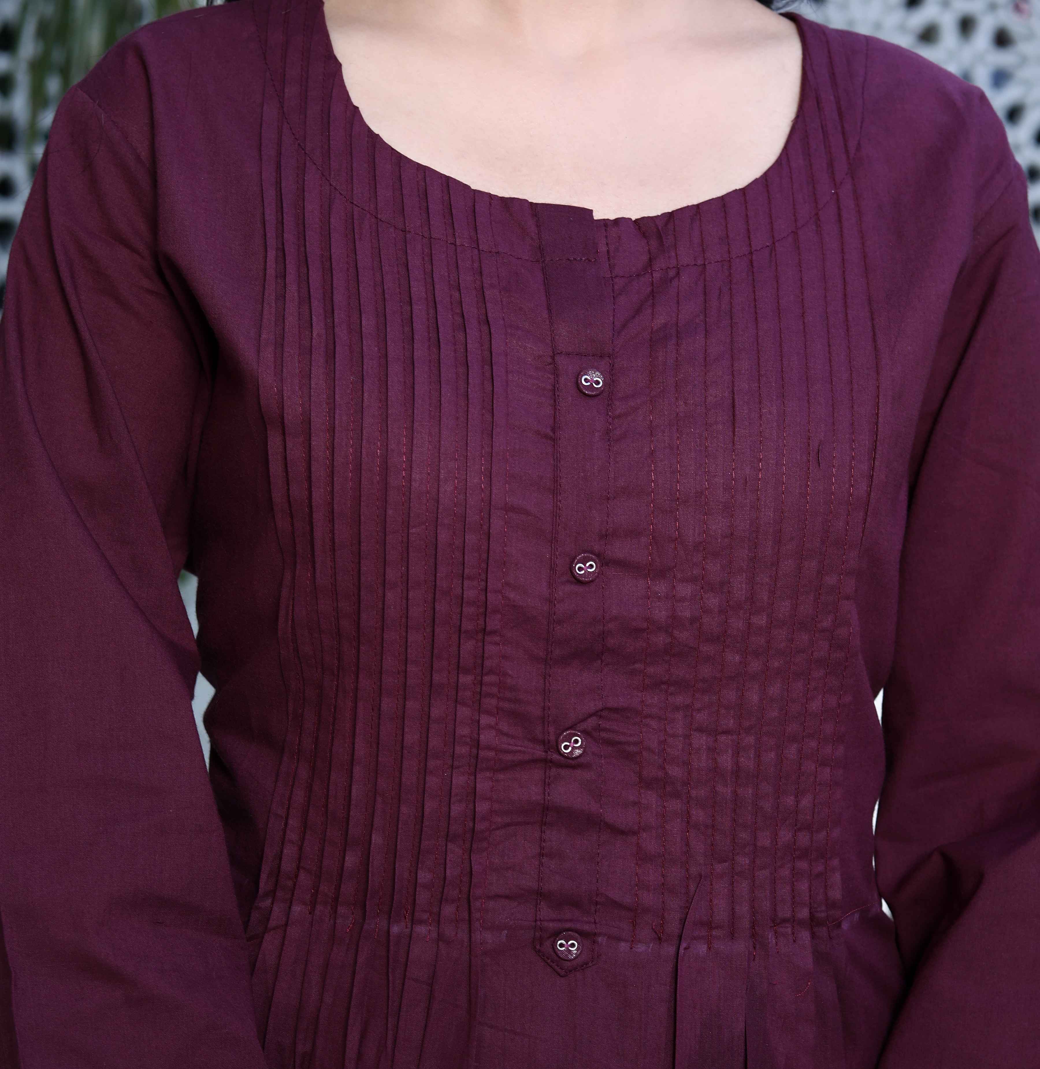 Womens Wine pure cotton floral printed Kurta and palazzo set