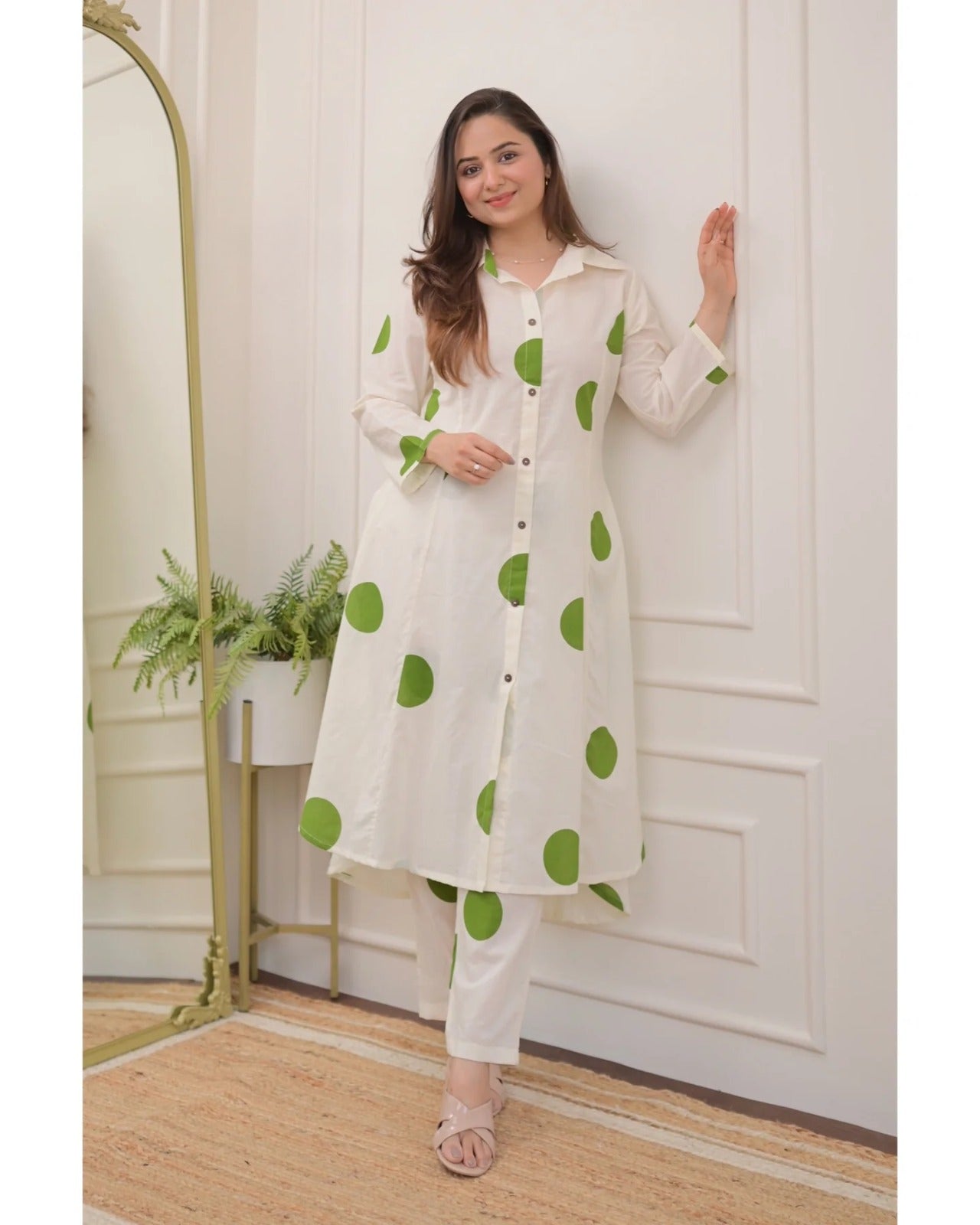 Cotton Co-ord Set – 3/4 Sleeve Kurti with Pants