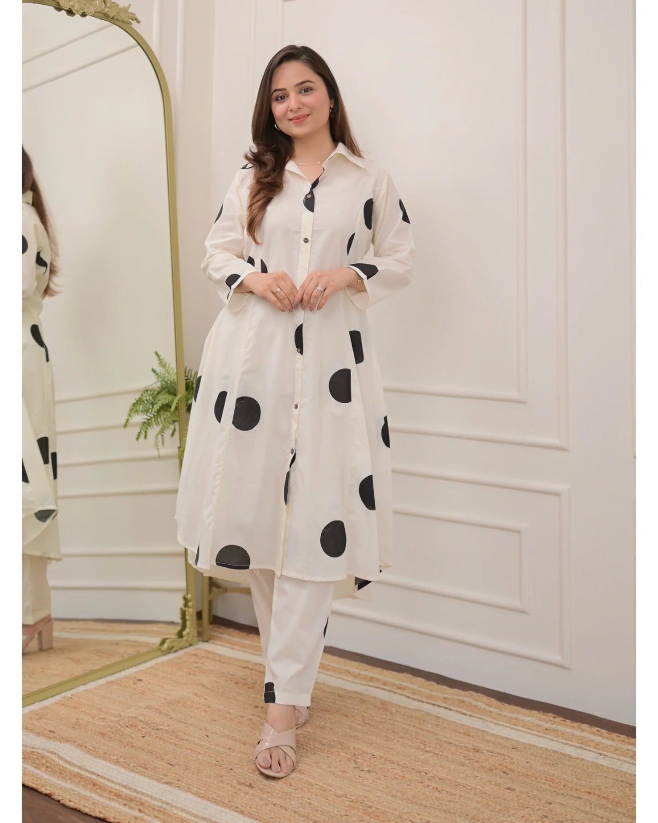 Cotton Co-ord Set – 3/4 Sleeve Kurti with Pants