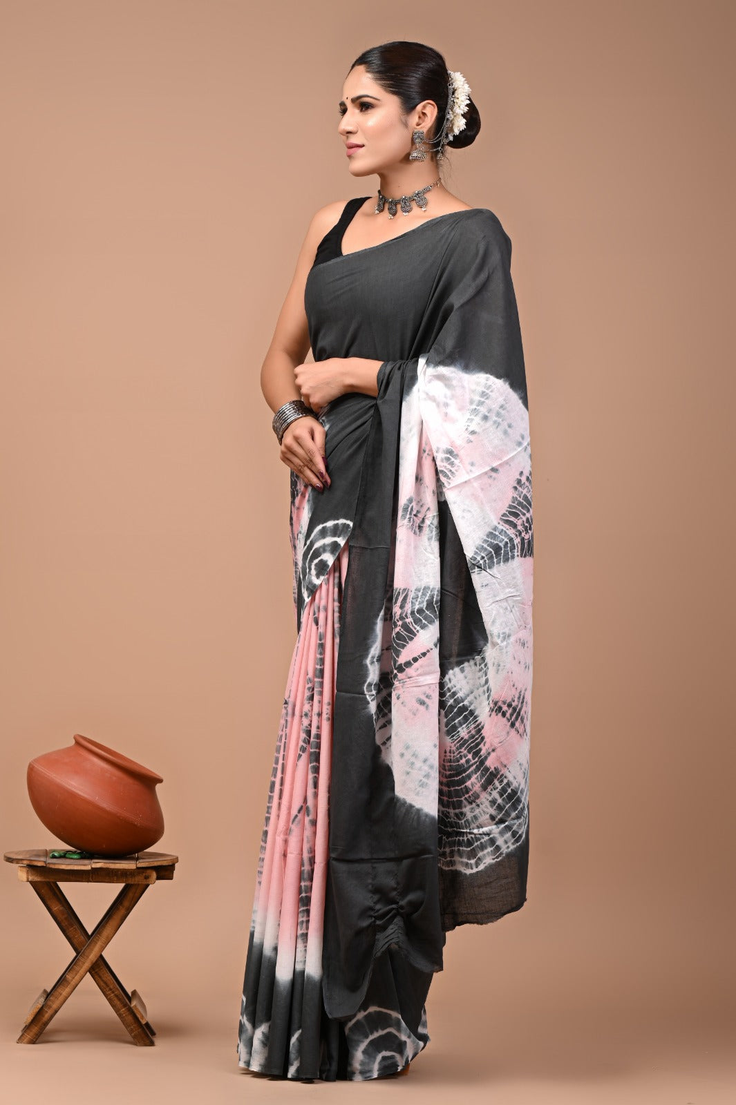 Buy Printed Pure Cotton Mulmul Saree in India